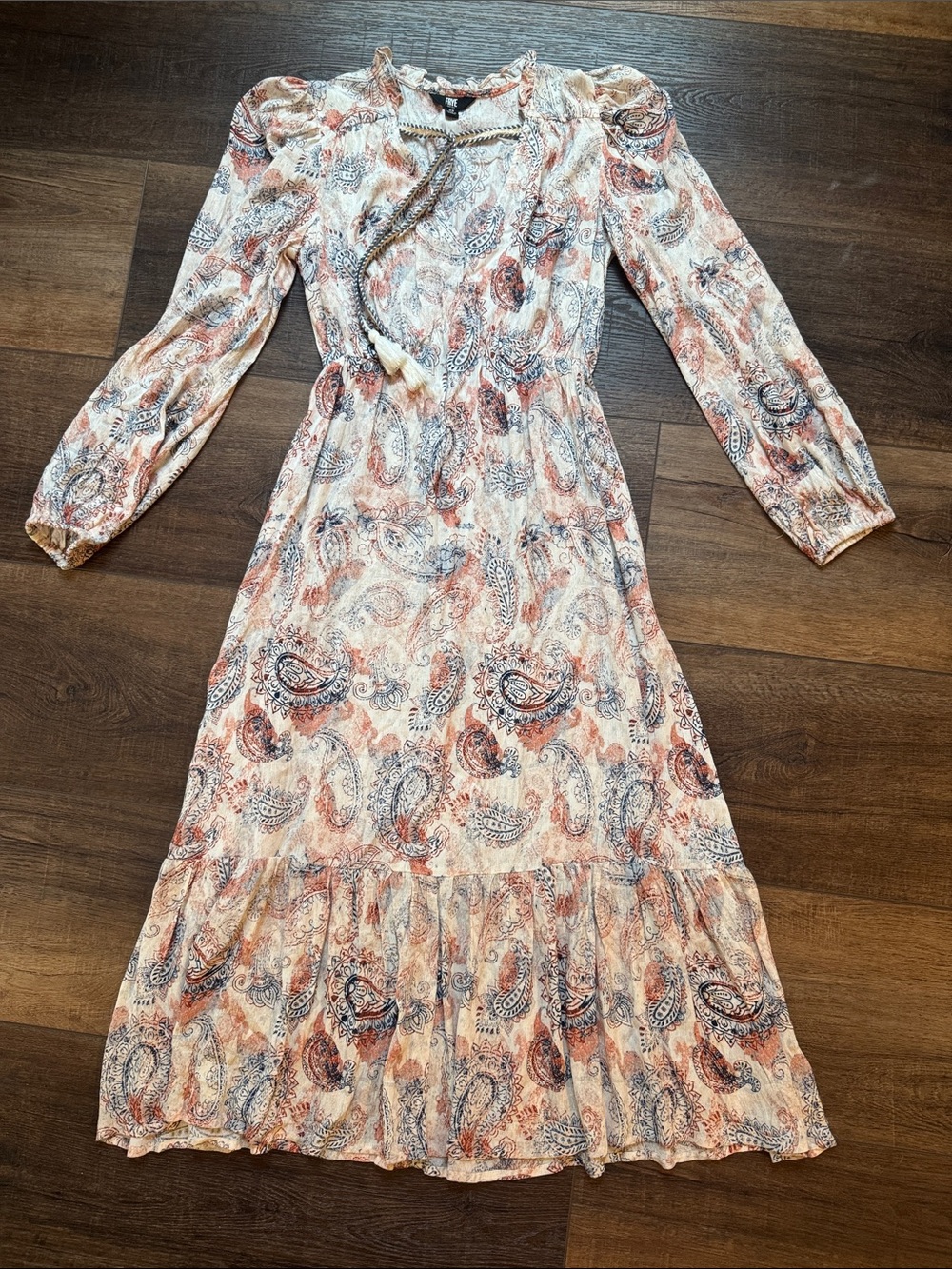 FRYE Paisley Long Sleeve Midi Dress